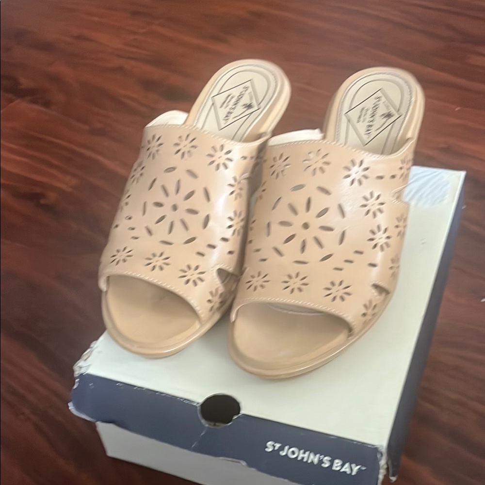 St. John's Bay Tan Cut-Out Mules